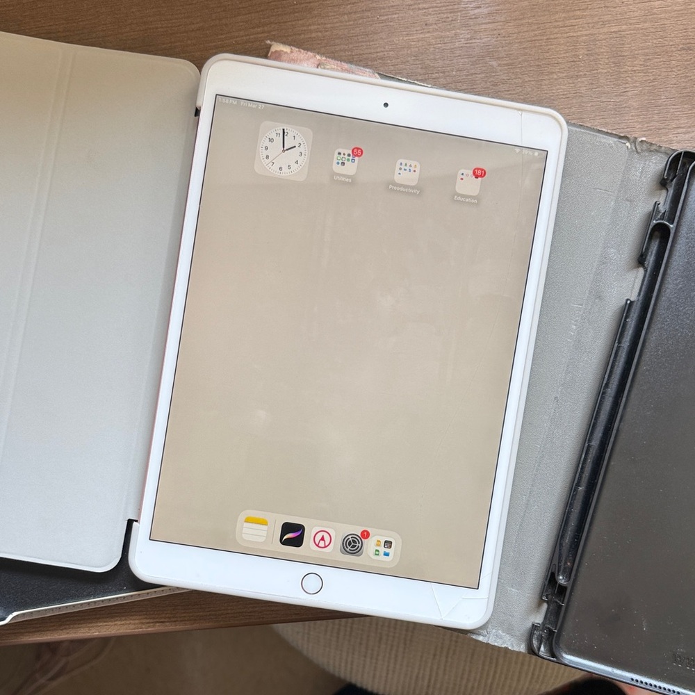 Apple iPad 10.5 inch with tan and Gray and pink Case